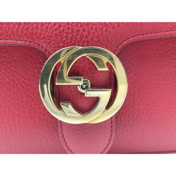 Pre-owned Gucci Dollar Calfskin Interlocking G Small Shoulder/Crossbody Bag Red - Picture 8 of 14